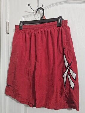 Reebok Men’s  Athletic Swim Shorts Red Mesh Liner, size Medium